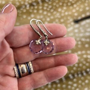David Yurman Amethyst Drop Earrings (sterling silver with 0.15 tcw diamonds)